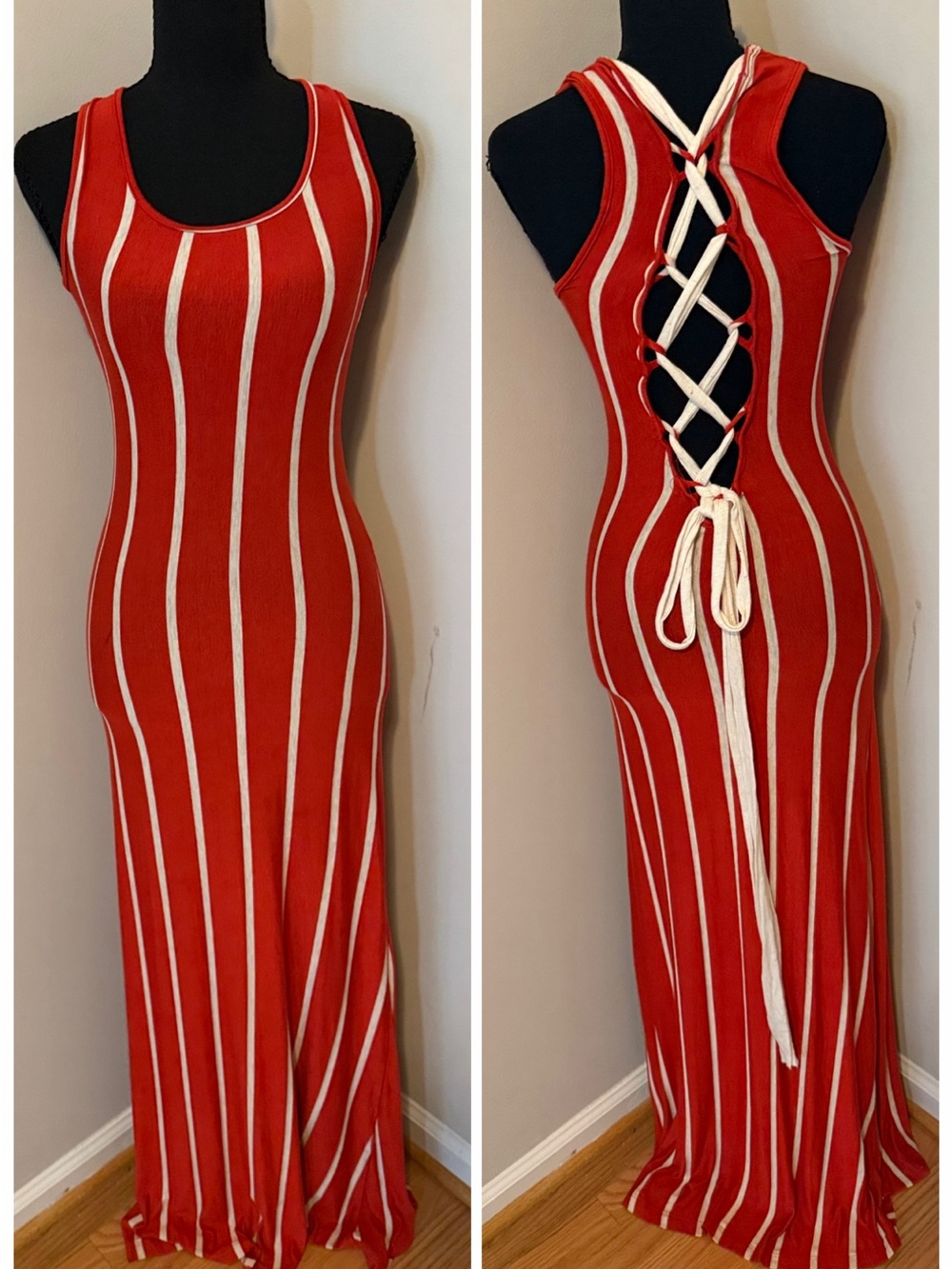 Lolita Red and White Striped Maxi Dress